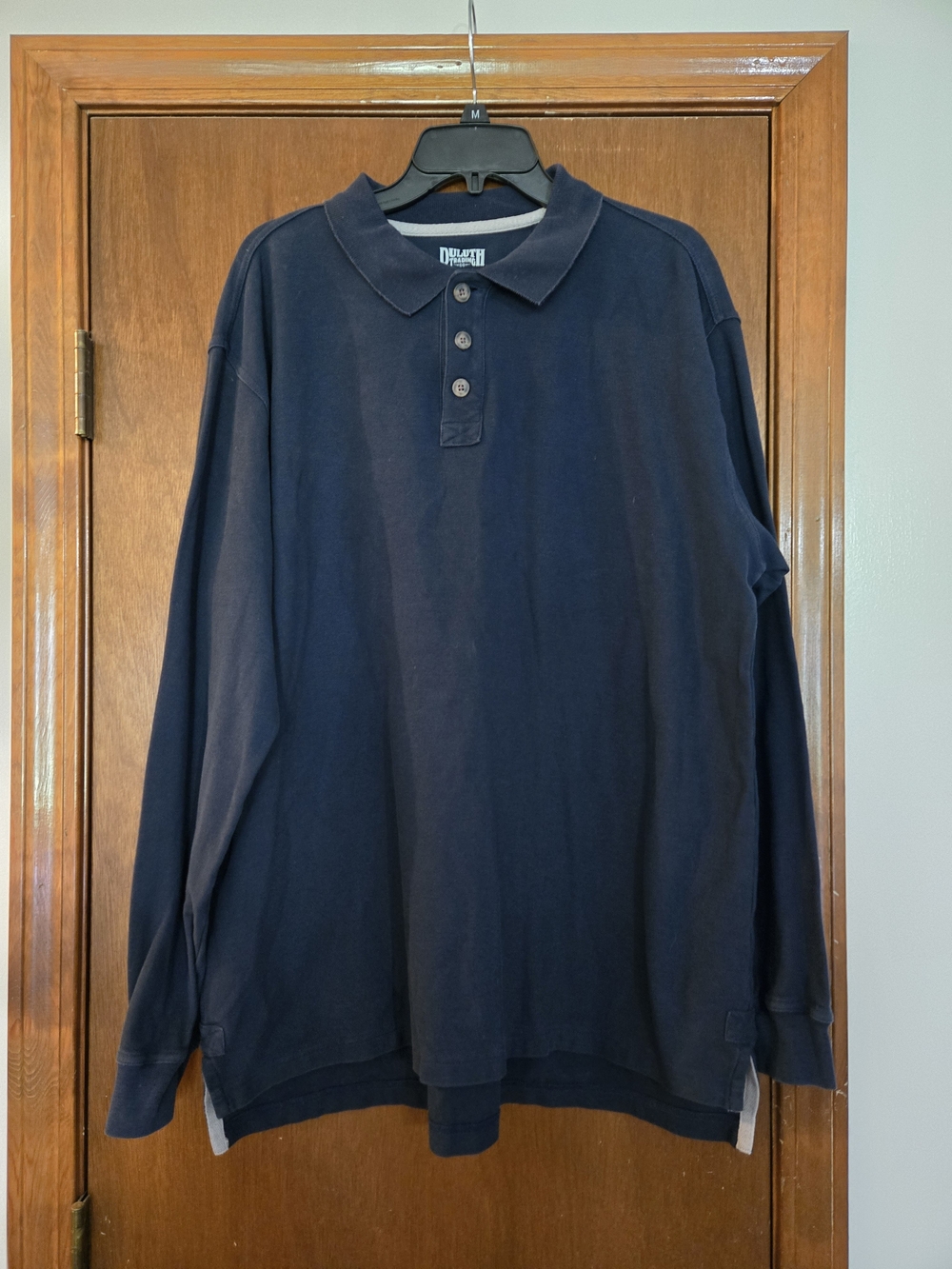 Duluth Trading Co Navy Blue "No Polo" Long Sleeve Shirt Size L